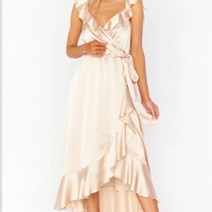 Show Me Your MuMu Cream High Low Wrap Dress